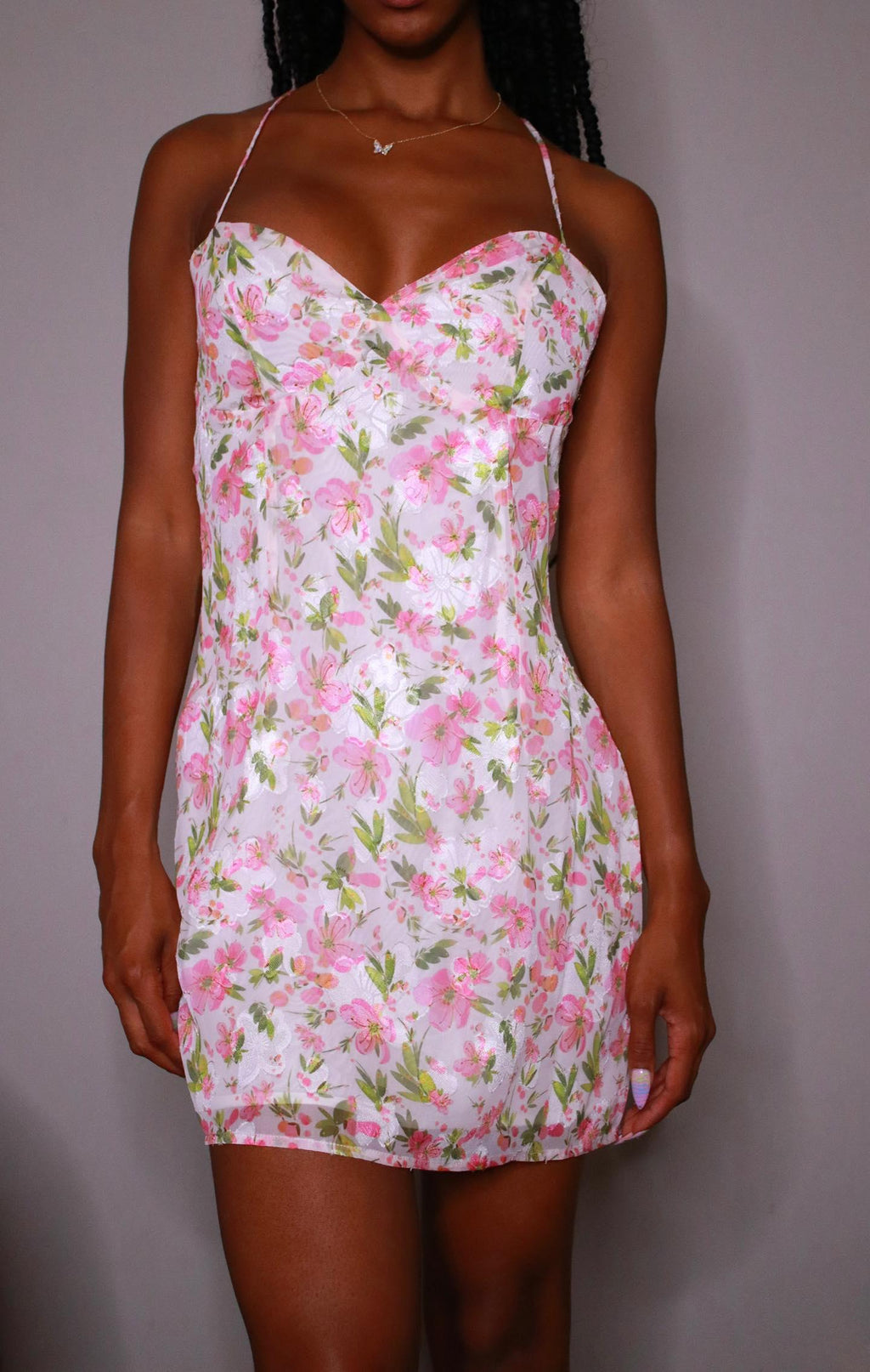 Floral pink dress